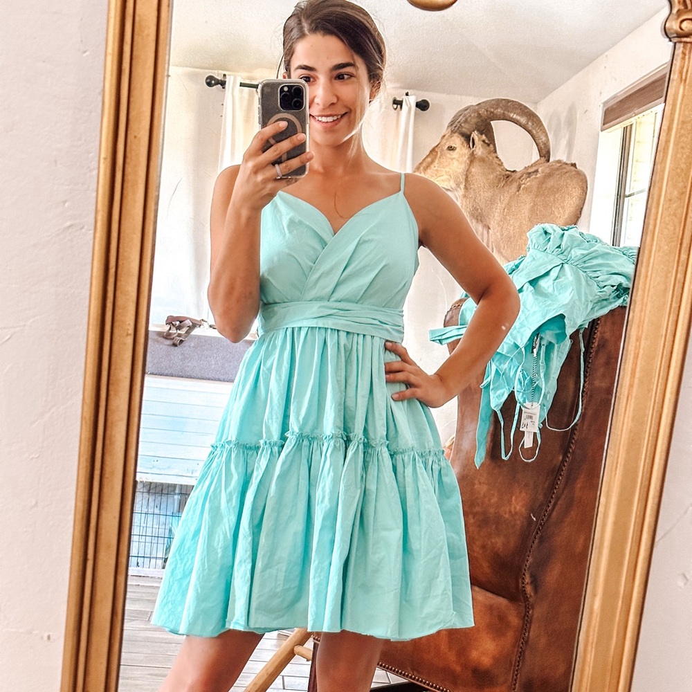Aqua Ruffle Party Dress